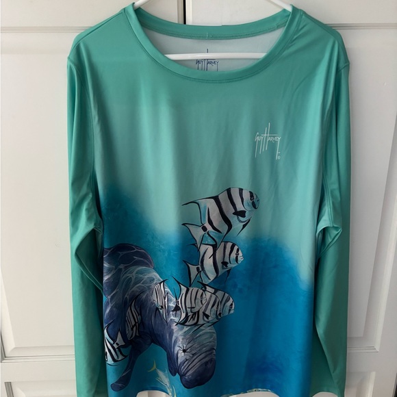 Guy‎ Harvey turquoise Sunguard Fish shirt size XL - Picture 1 of 7